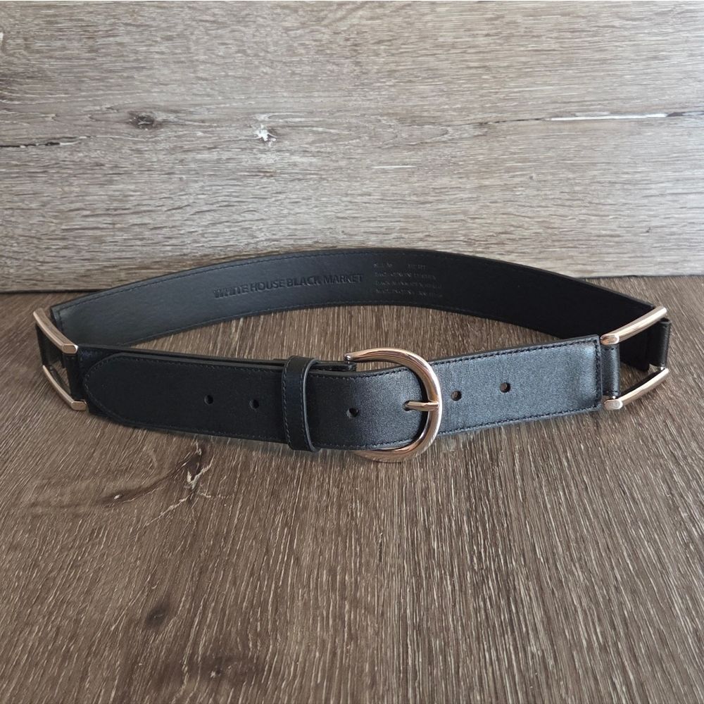 White House Black Market Black Belt with Gold Buckle